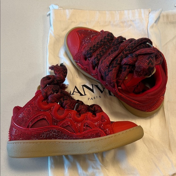 Lanvin Curb Rhinestone Sneakers Red - Picture 13 of 15